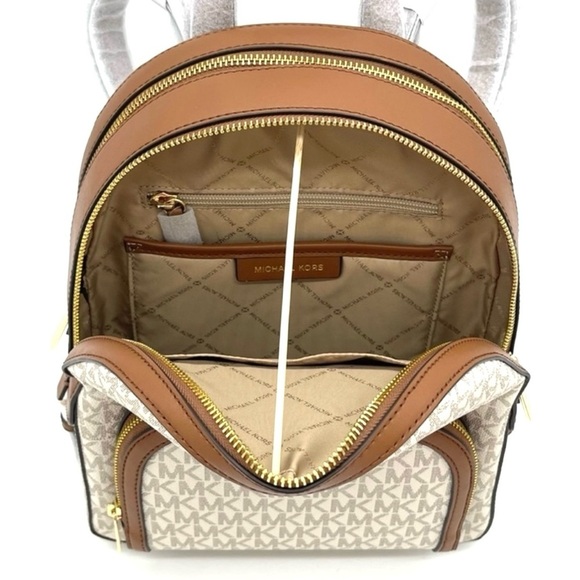 Michael Kors Jaycee Medium Zip Packet Backpack Vanilla/Brown - Picture 7 of 11